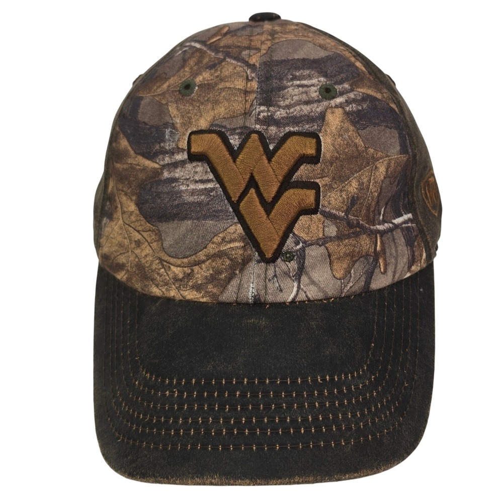 Top of the World West Virginia Mountaineers Hat OS Camo Brown Distressed Cap WVU